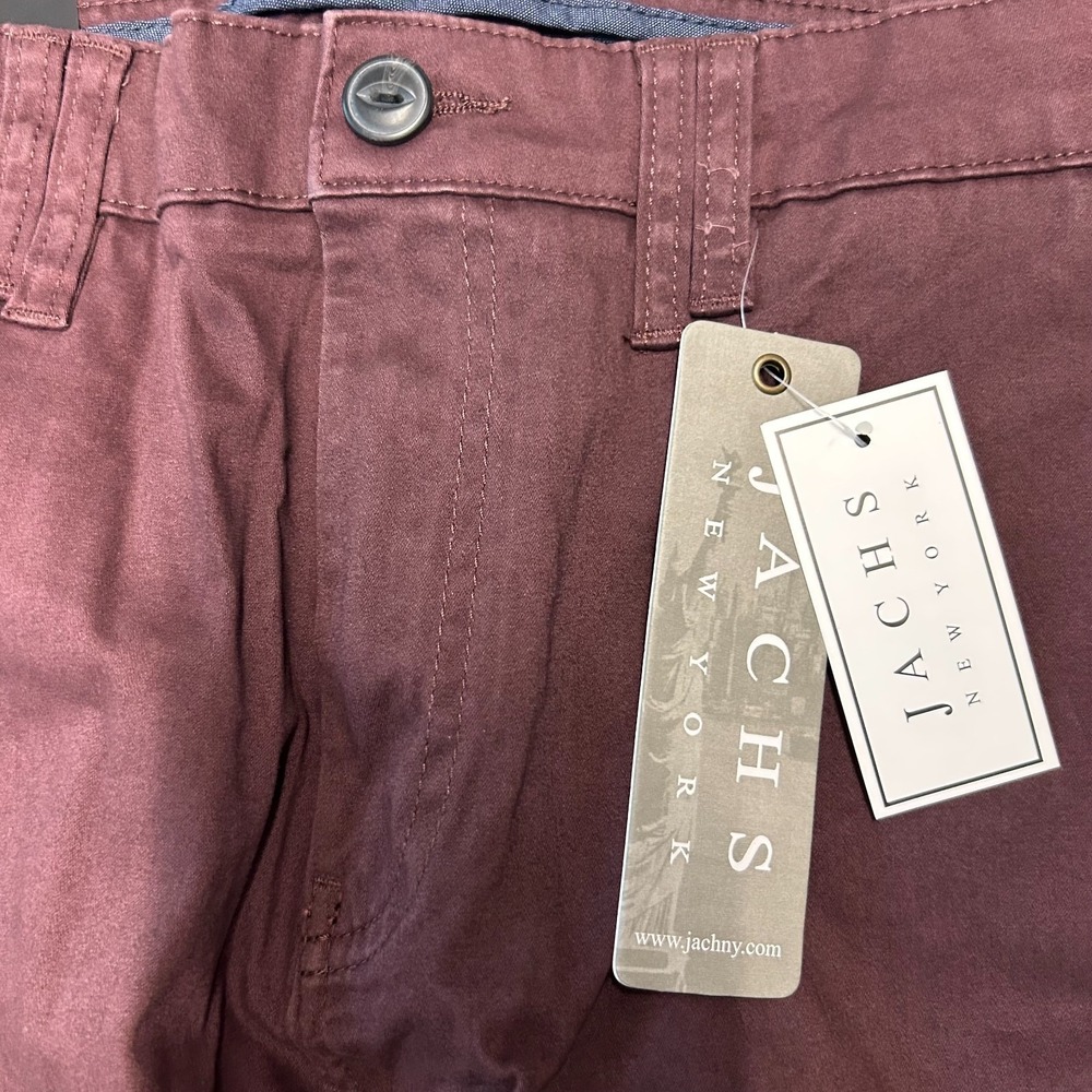 NWT JACHS New York Mens 40x30 Burgundy Slim Fit Chino Pants Stretch Casual - Picture 3 of 11